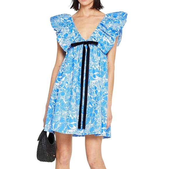 O.P.T Didi Mini Dress Blue Floral Size Large NWOT - Picture 3 of 12